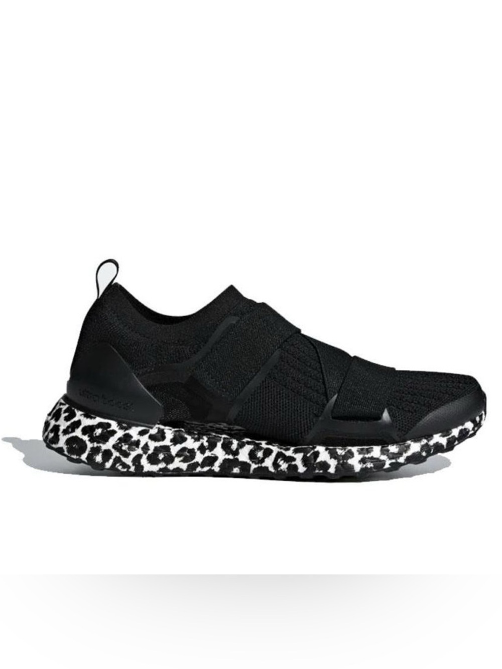 Stella McCartney Black Slip-On Athletic Sneaker with Leopard-Print Midsole